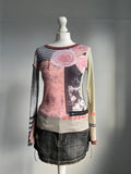 Cop Copine Graphic Print Top - Size S - Funky Cat