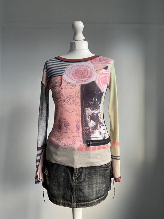 Cop Copine Graphic Print Top - Size S