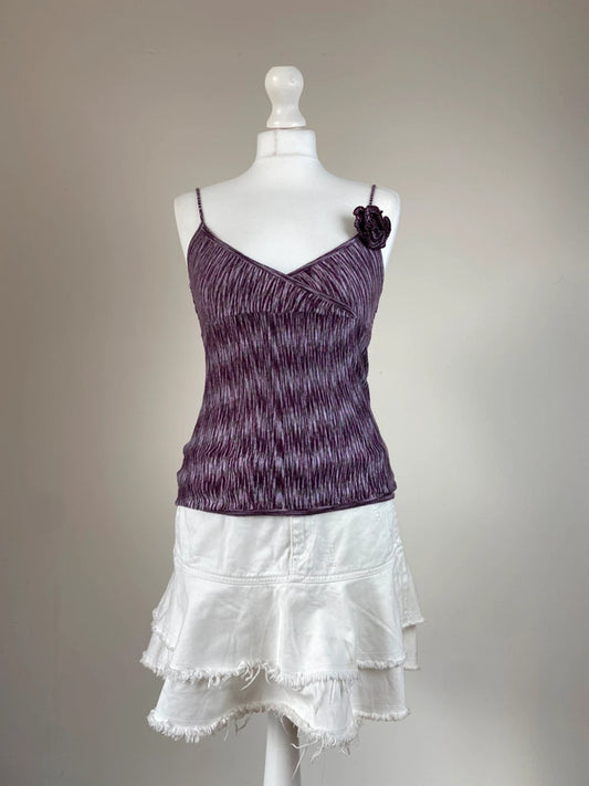 00s Knit Cami Top With Crochet Flower - Size M