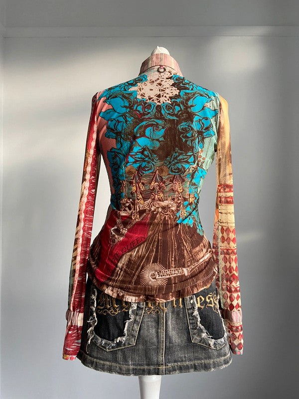 Save The Queen Multicoloured Top - Size S - Funky Cat