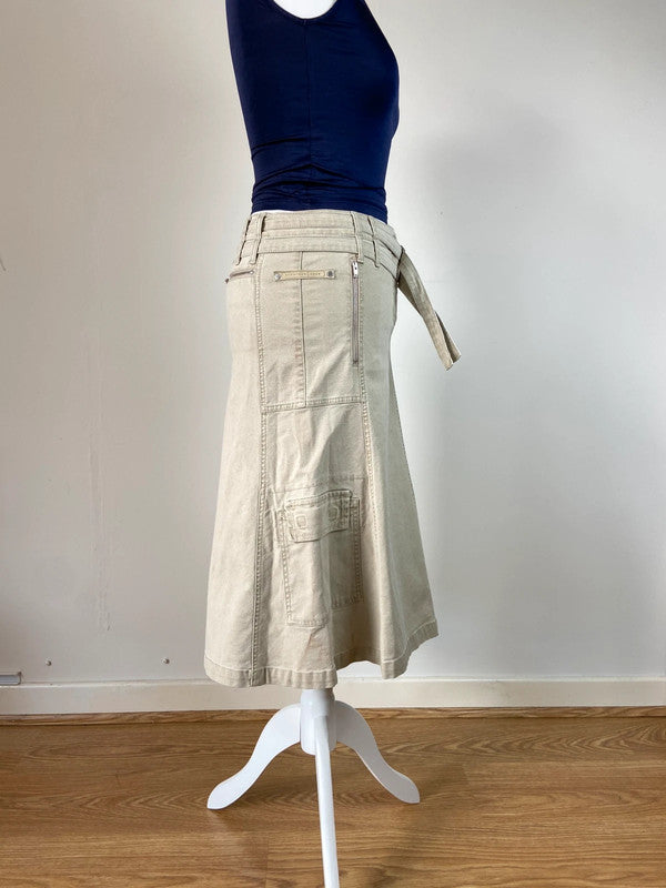 00s Beige Buckle Skirt - Size S - Funky Cat