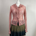 00s Pink Lace Button Up Shirt - Size S - Funky Cat
