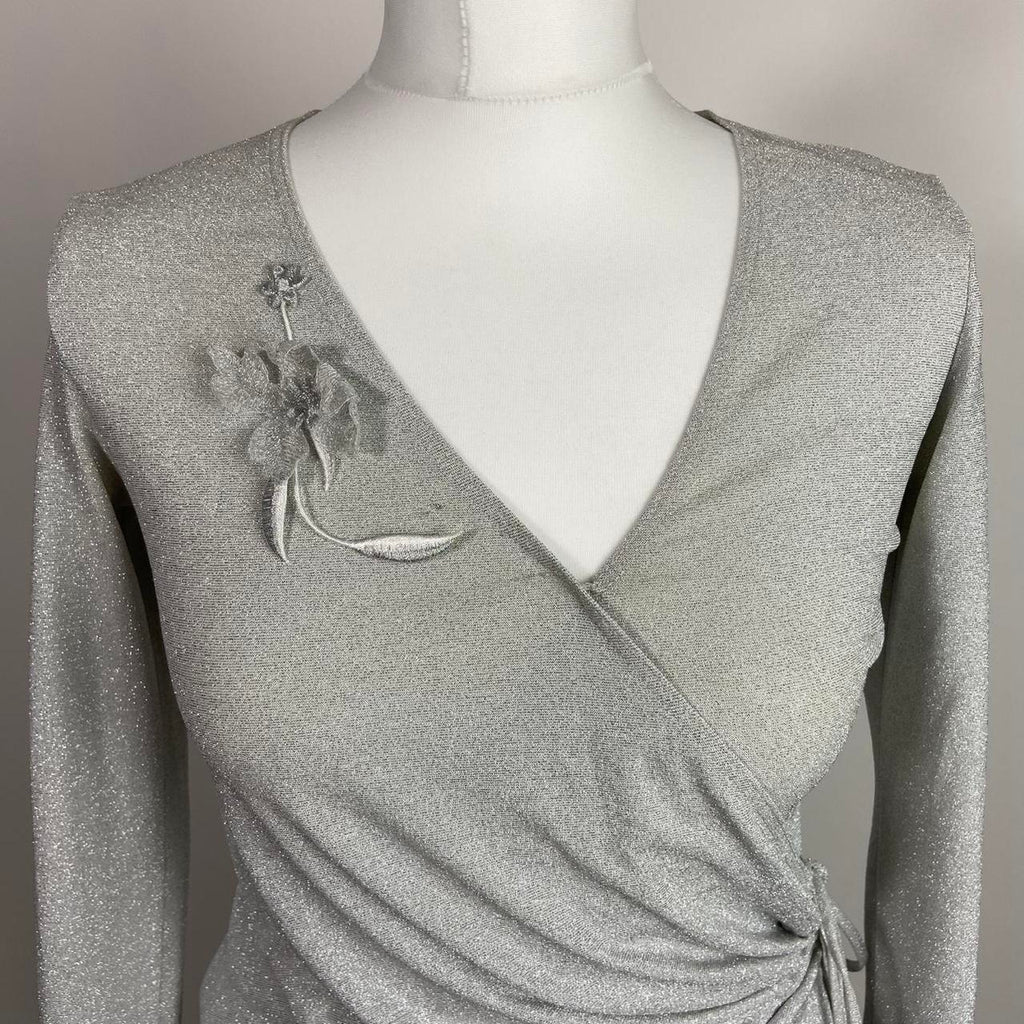 00s Silver Shimmery Top - Size S - Funky Cat