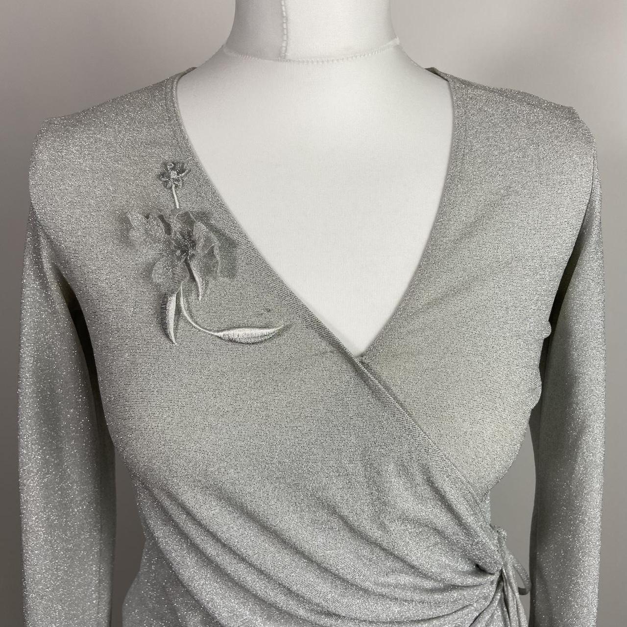 00s Silver Shimmery Top - Size S - Funky Cat