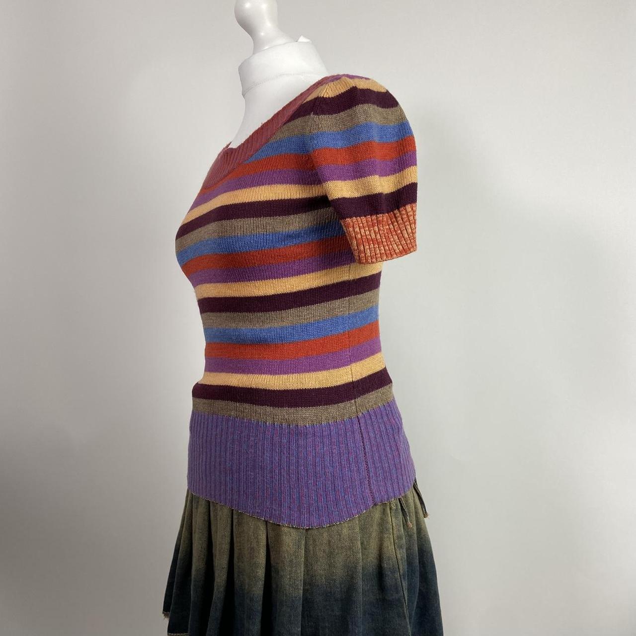 Dolce & Gabbana Multicoloured Striped Knit T-Shirt - Size XS - Funky Cat