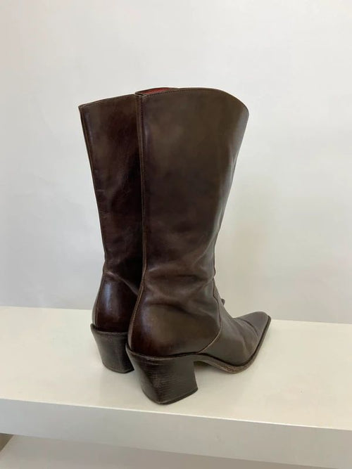 Vintage Leather Cowboy Boots  - Size UK 6