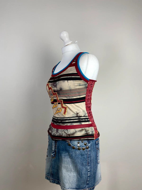 Save The Queen Embroidered Vest Top - Size M/L