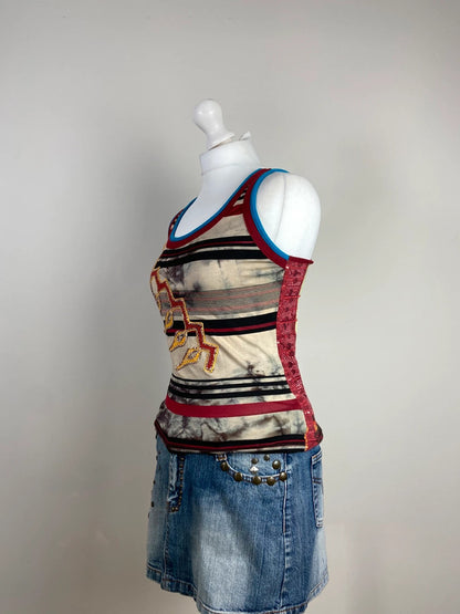 Save The Queen Embroidered Vest Top - Size M/L