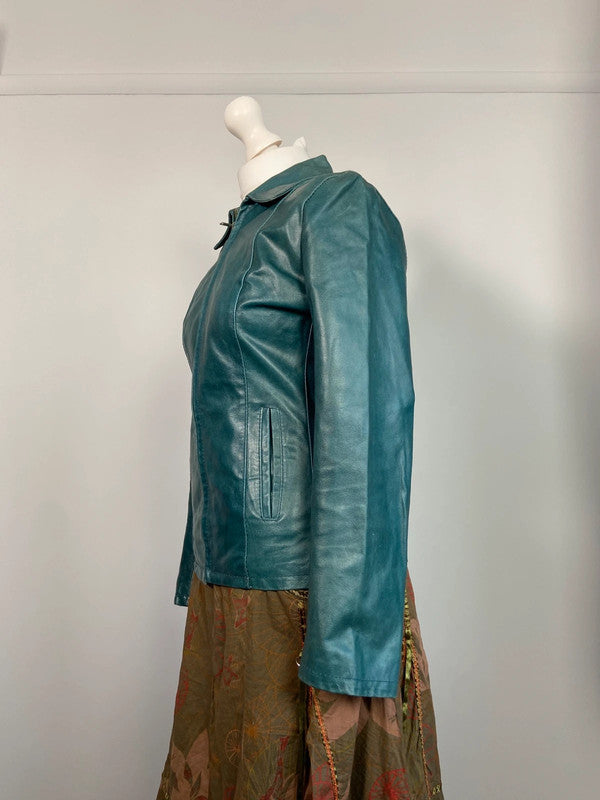 Vintage 90s Leather Jacket - Size S - Funky Cat
