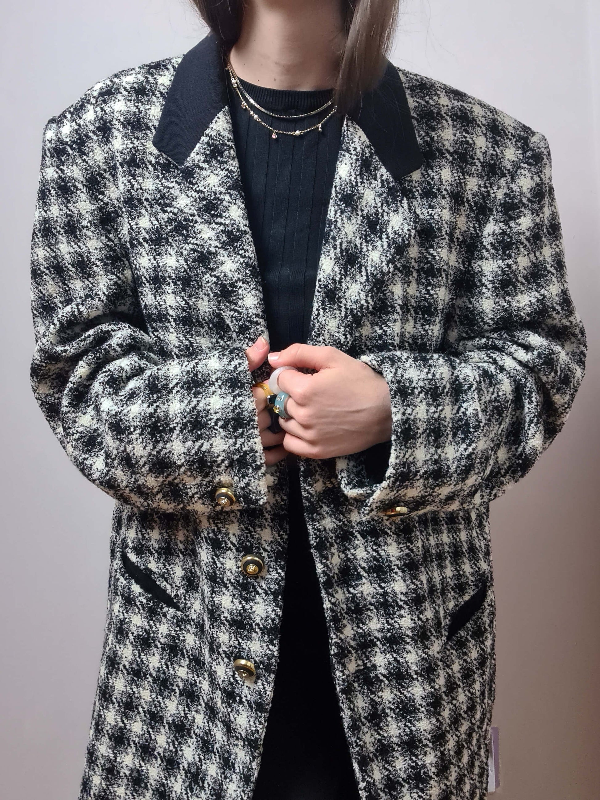 Vintage 80s Pure New Wool Tweed Oversized Blazer Jacket- Special