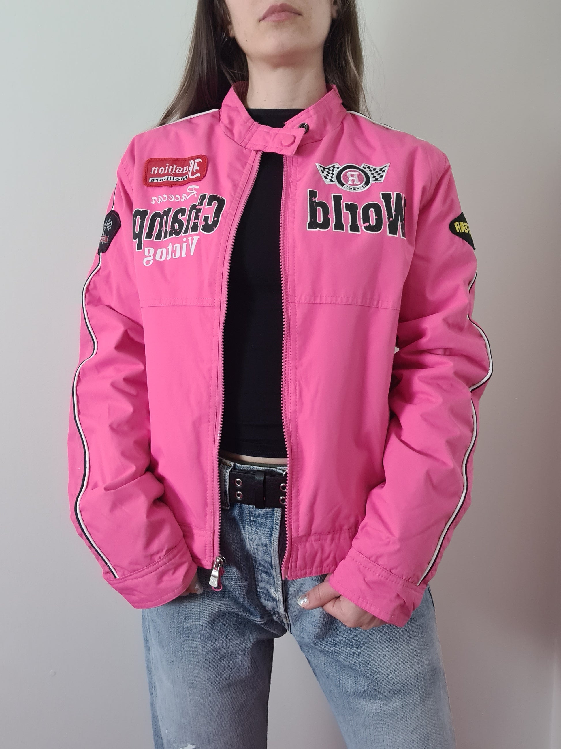 Pink motorcycle jacket - Funky Cat