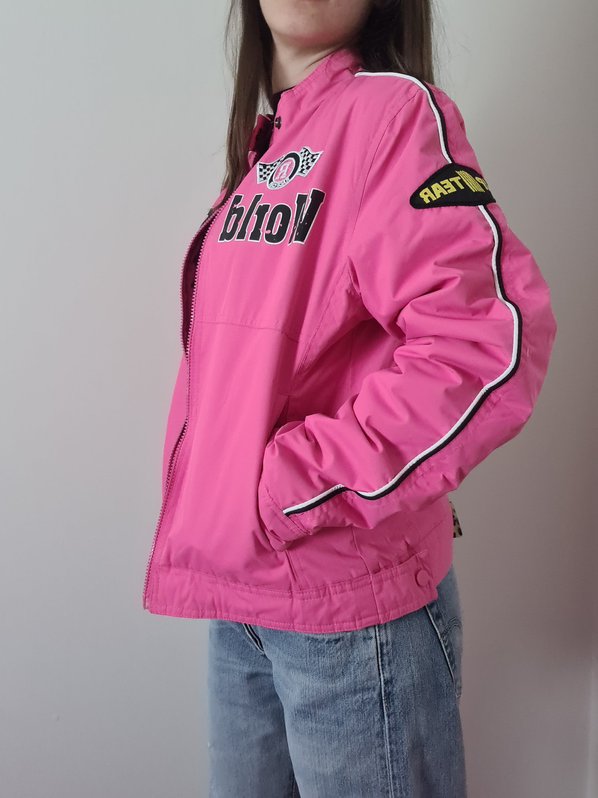 Pink motorcycle jacket - Funky Cat