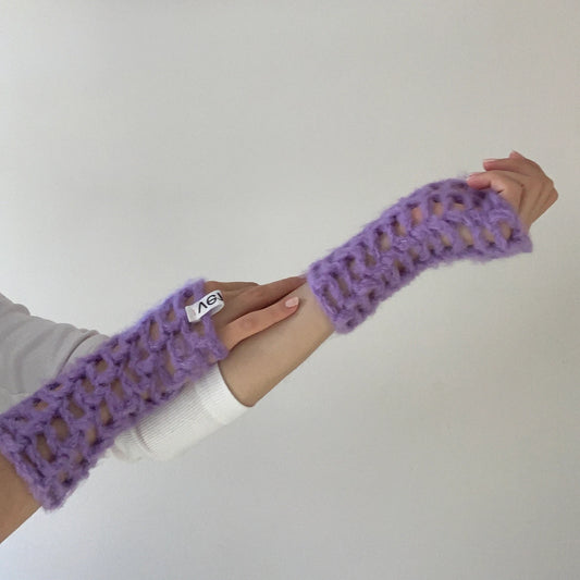 Handmade Crochet Fishnet Gloves - Funky Cat